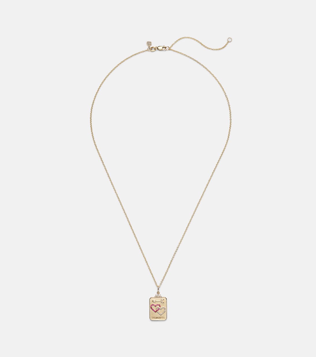 Collar con colgante The Lovers Tarot Card de oro de 14 ct con rubíes y diamantes | Sydney Evan