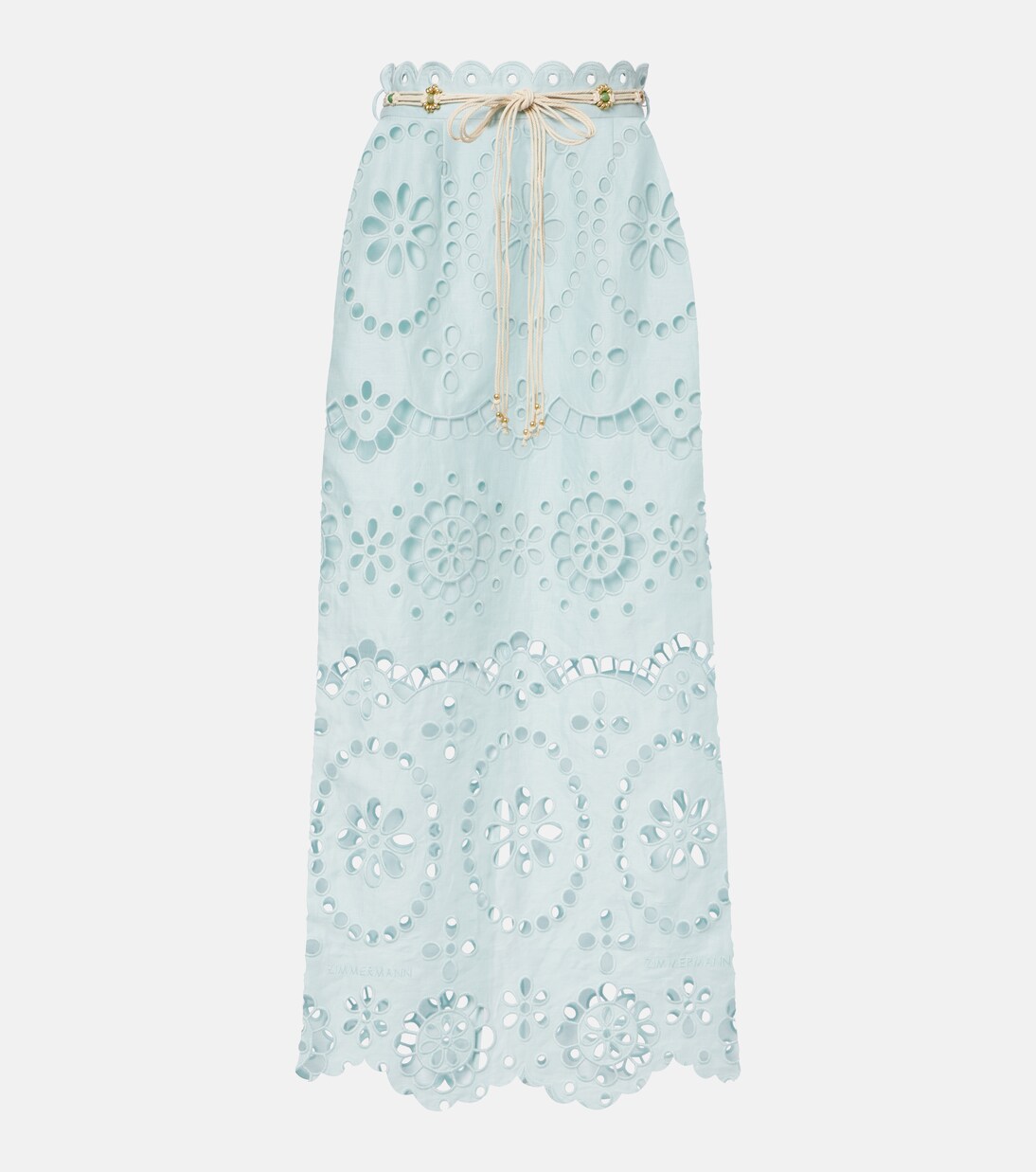 Awaken embroidered linen midi skirt | Zimmermann