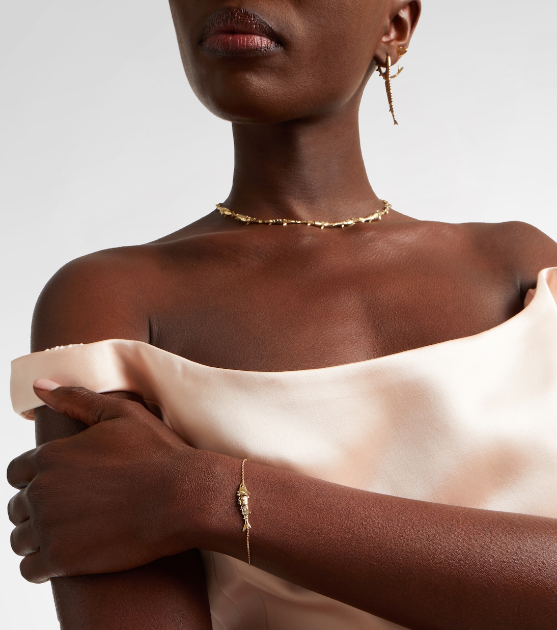 Marlin 9kt gold chain bracelet with diamonds  | Yvonne Léon