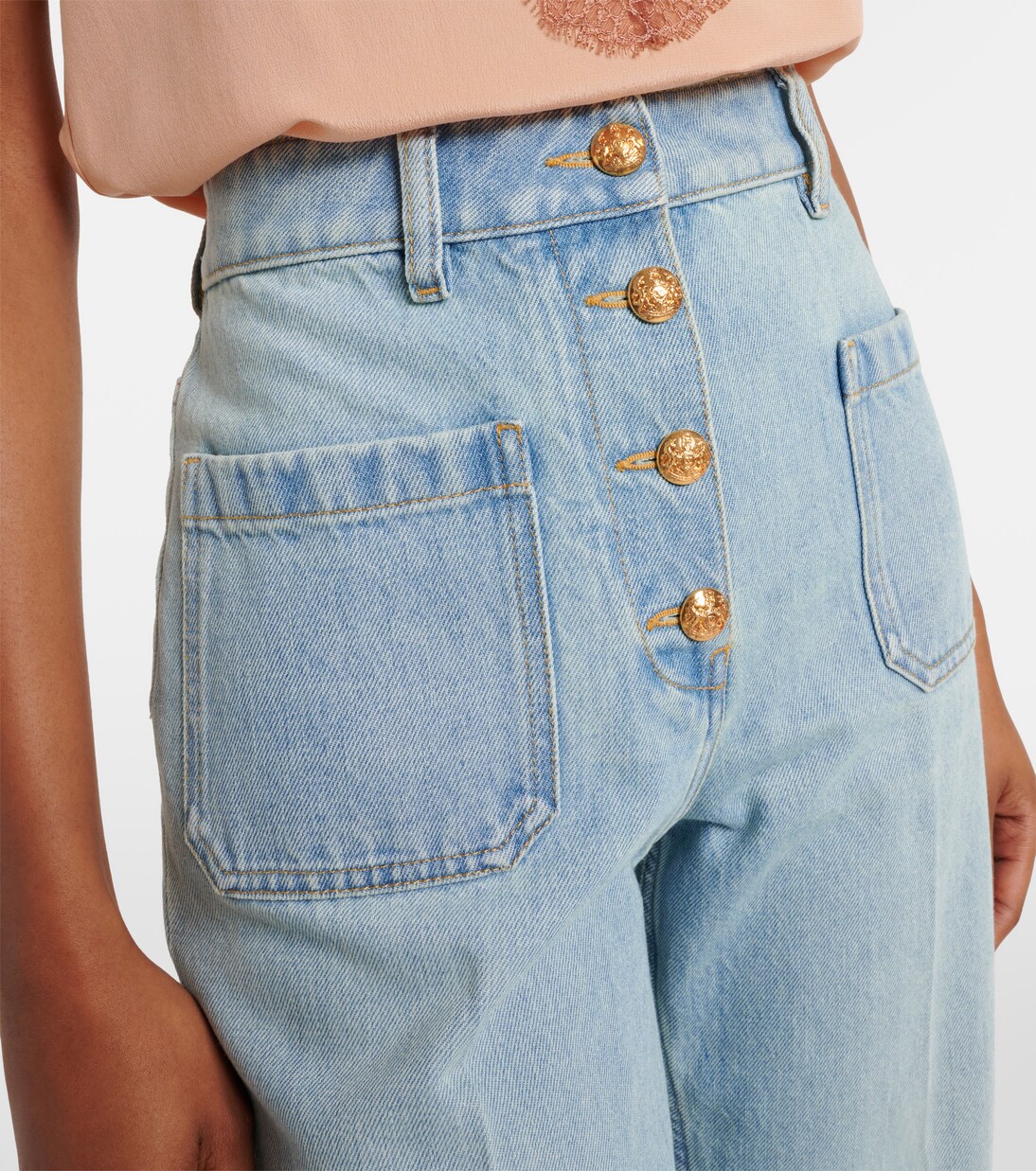 جينز بقصة مستقيمة وخصر مرتفع | Valentino