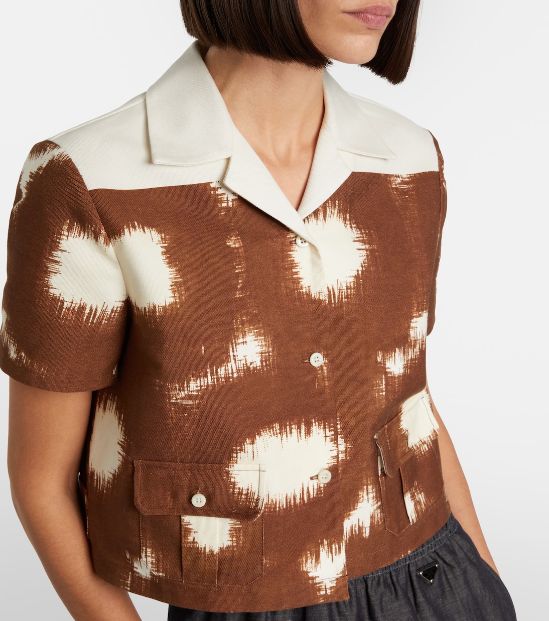 Printed cropped cotton shirt | Prada