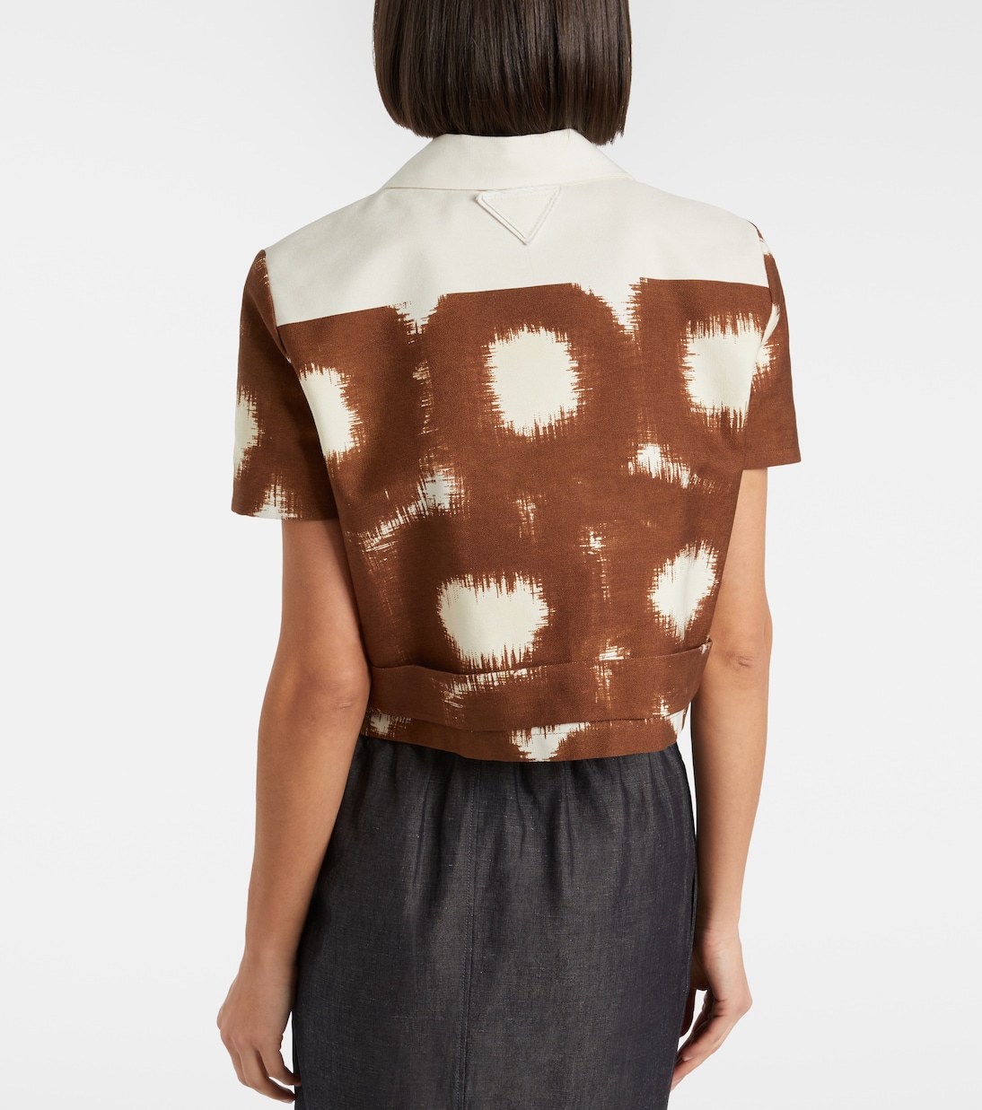 Printed cropped cotton shirt | Prada
