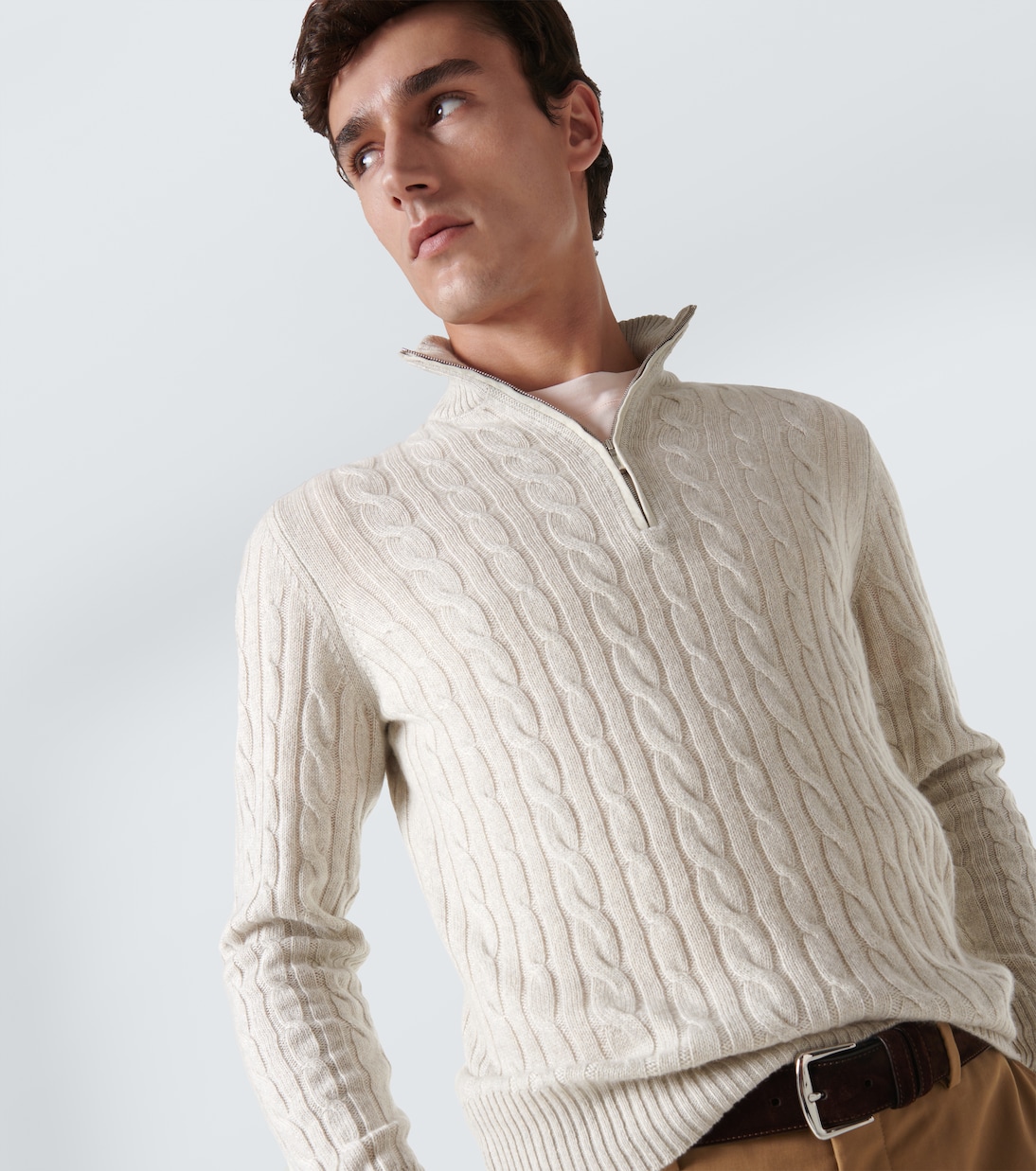 Pull Mezzocollo Treccia en cachemire | Loro Piana