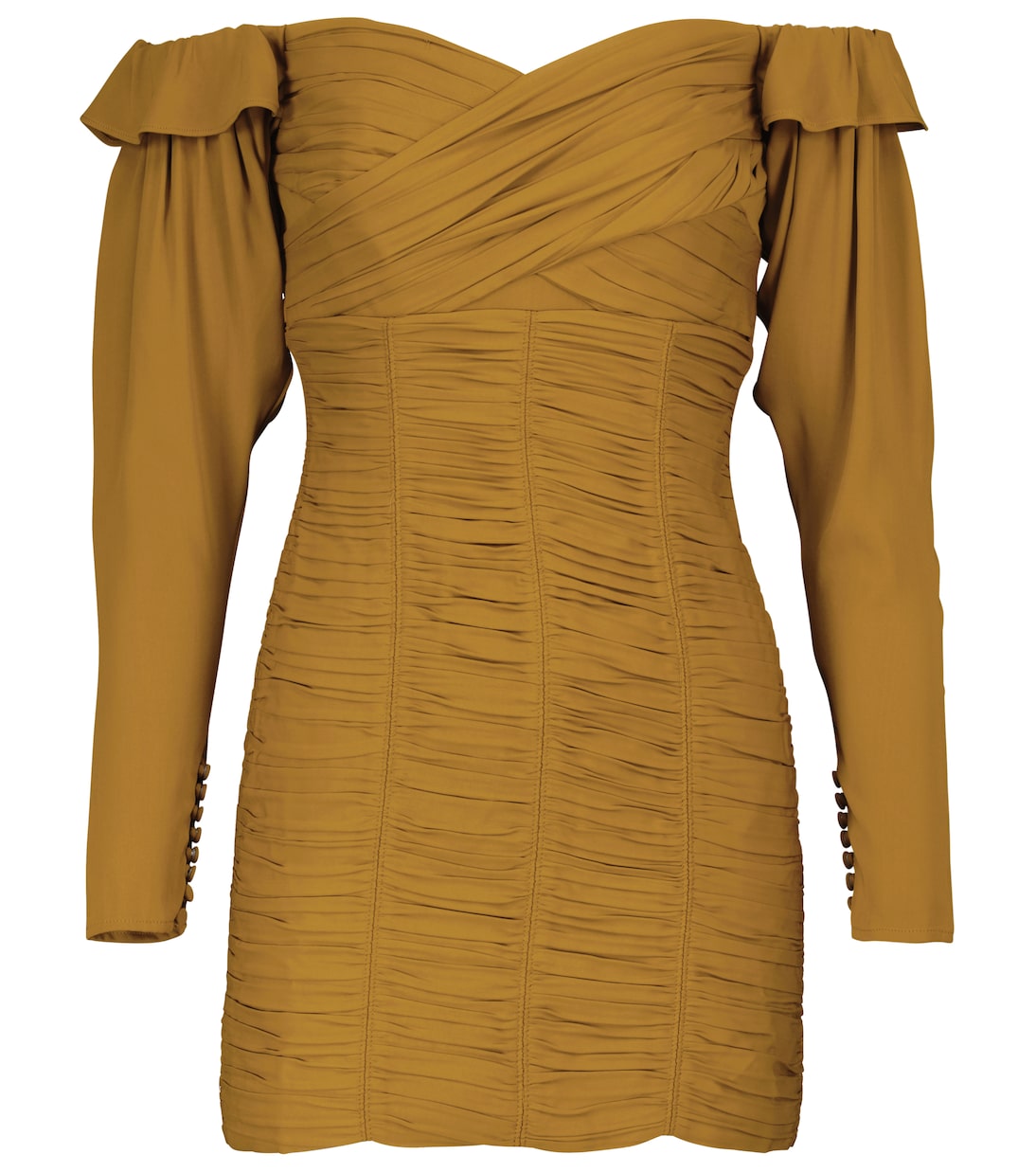 Off-shoulder ruched crêpe minidress | Self-Portrait