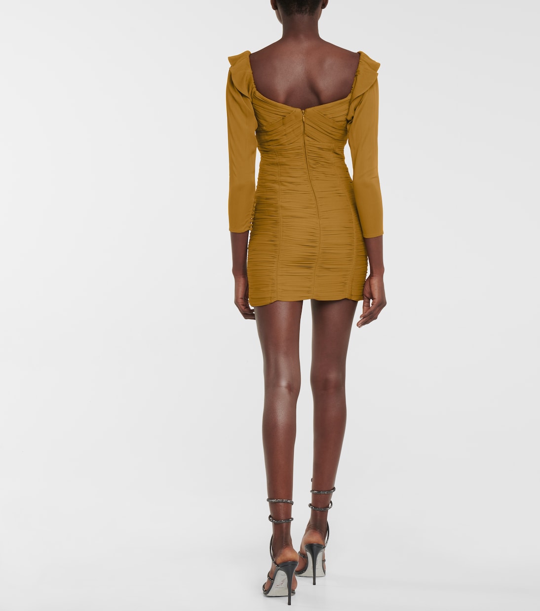 Off-shoulder ruched crêpe minidress | Self-Portrait
