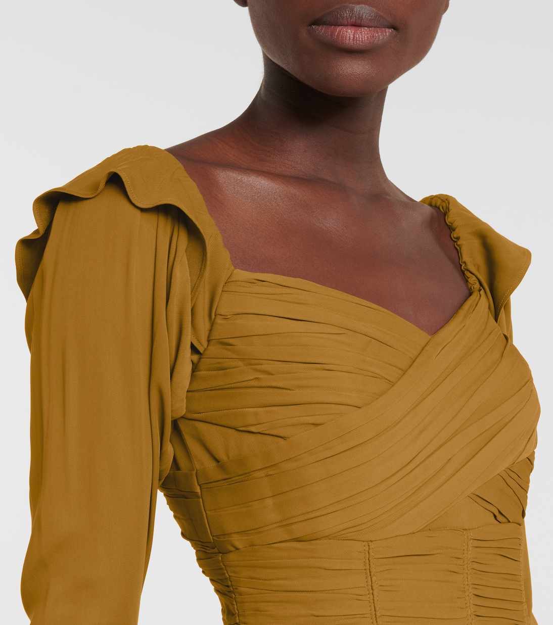 Off-shoulder ruched crêpe minidress | Self-Portrait