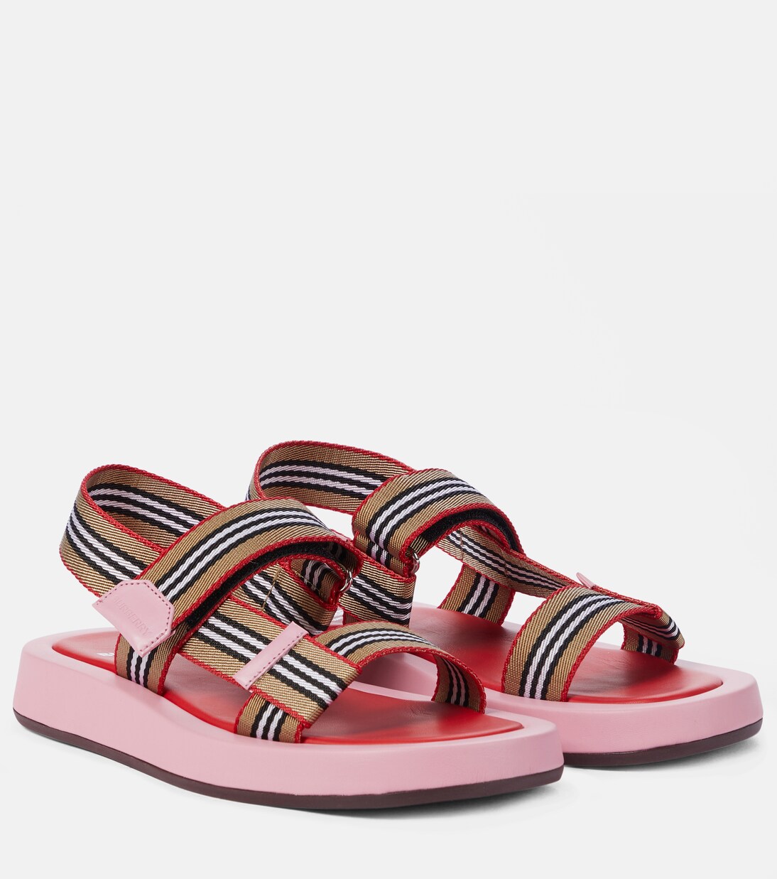 Icon Stripe canvas sandals in pink Burberry Mytheresa