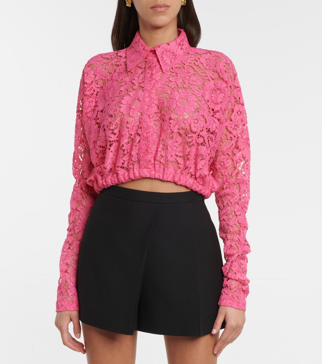 Blusa de encaje en mezcla de algodón | Valentino