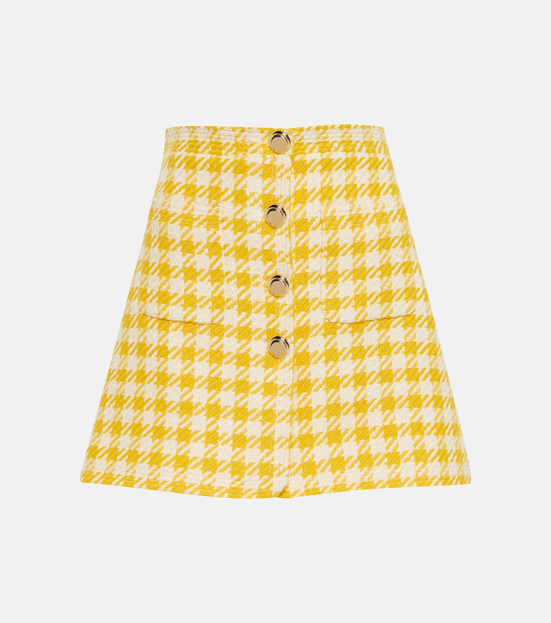 Mini-jupe en laine mélangée à carreaux | Miu Miu