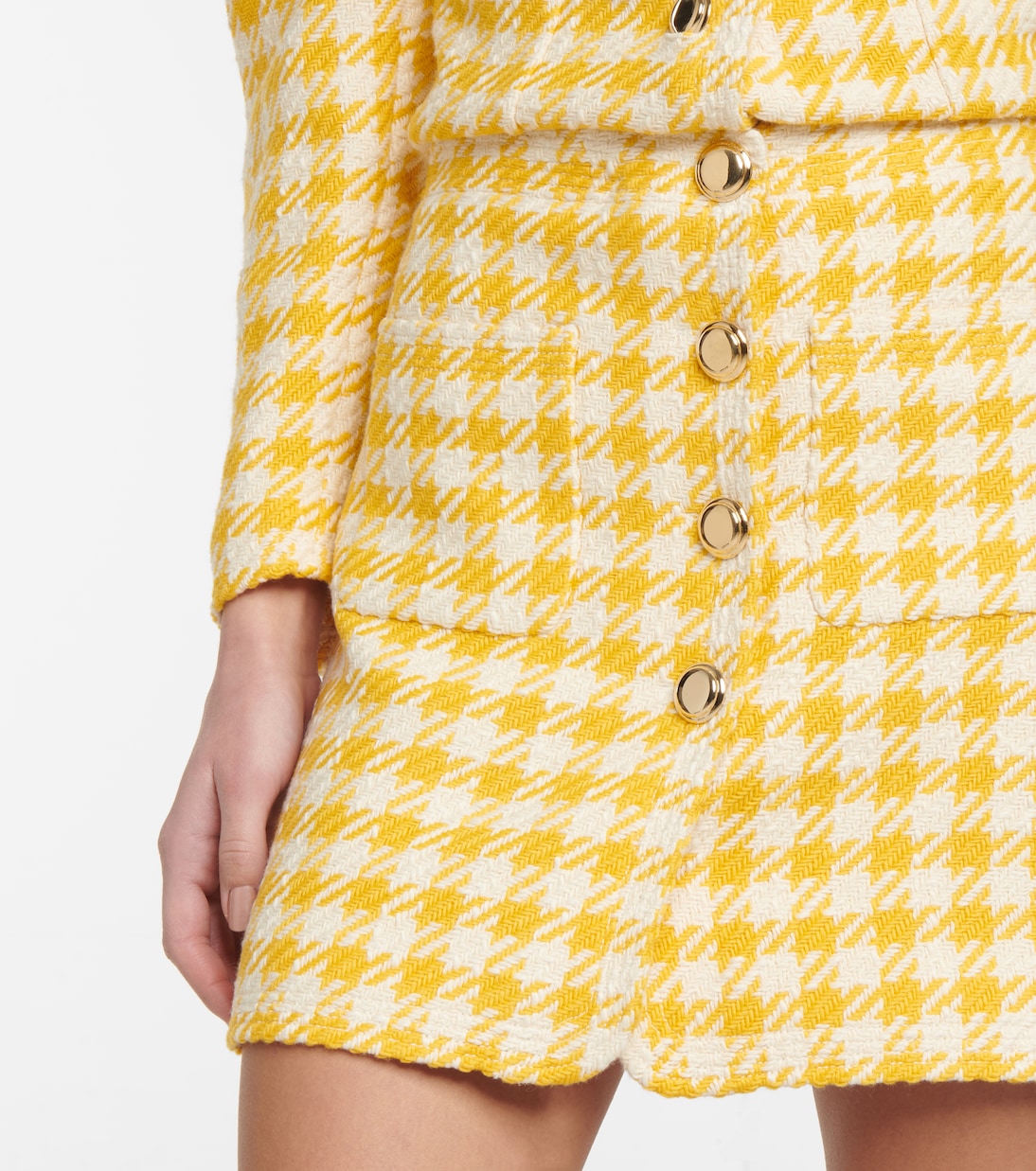 Mini-jupe en laine mélangée à carreaux | Miu Miu