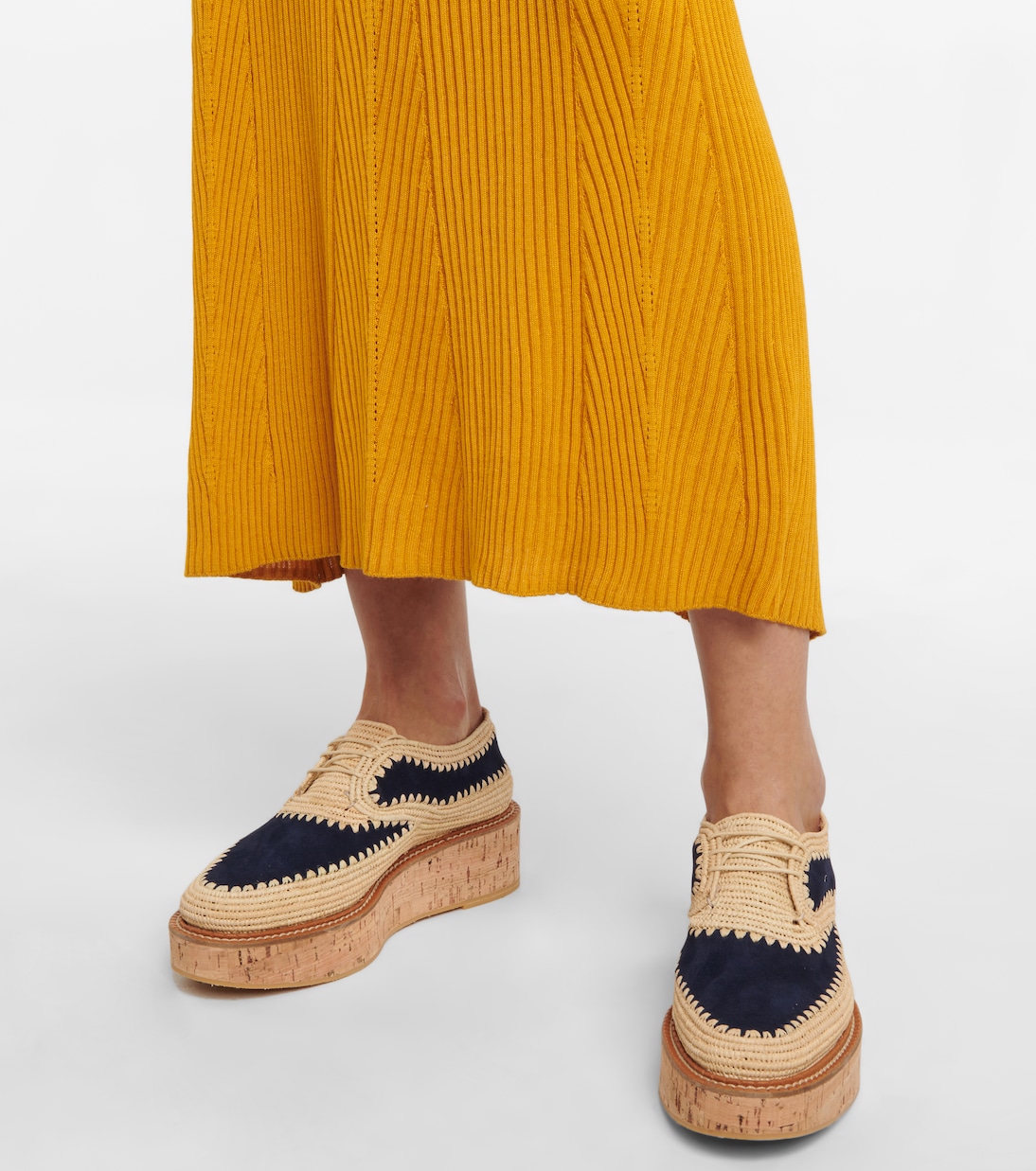 x Clergerie Louis raffia-trimmed platform Derby shoes | Gabriela Hearst