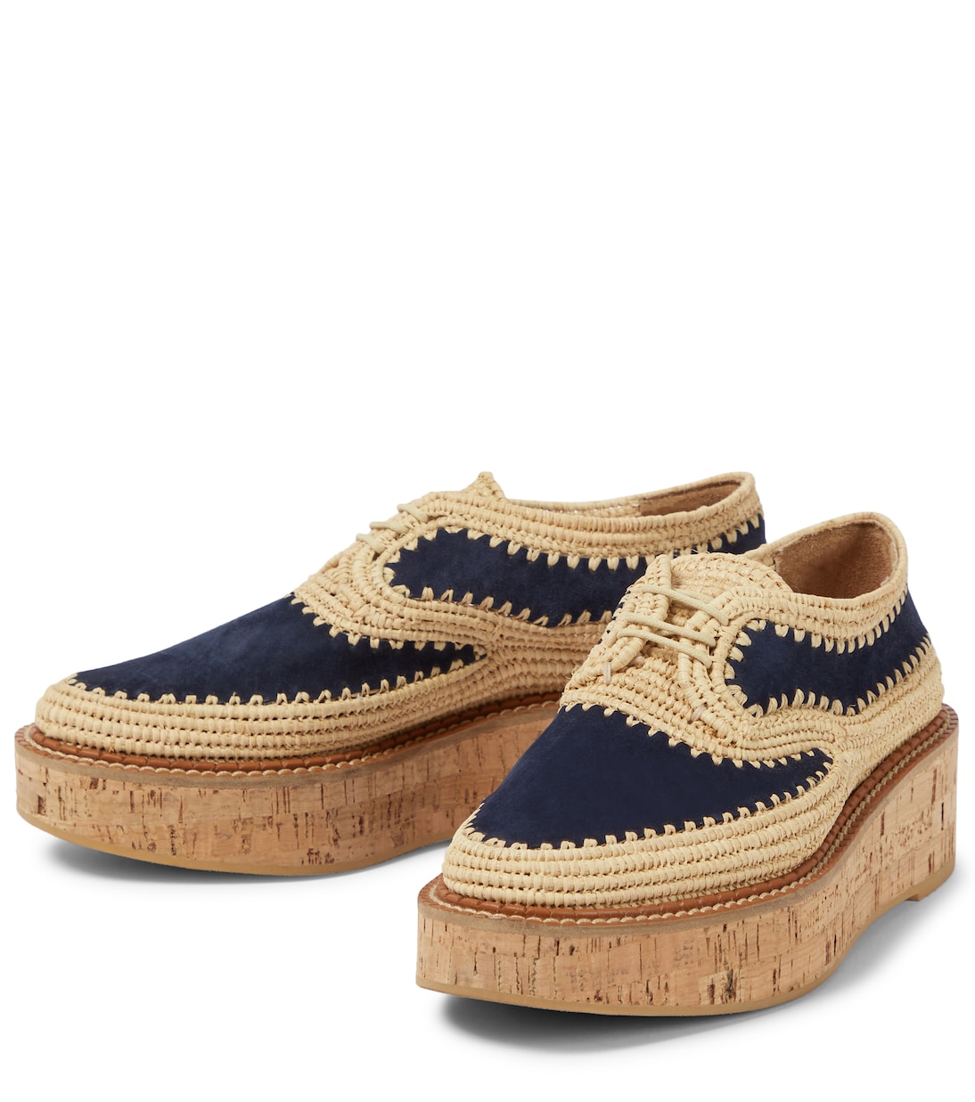 x Clergerie Louis raffia-trimmed platform Derby shoes | Gabriela Hearst