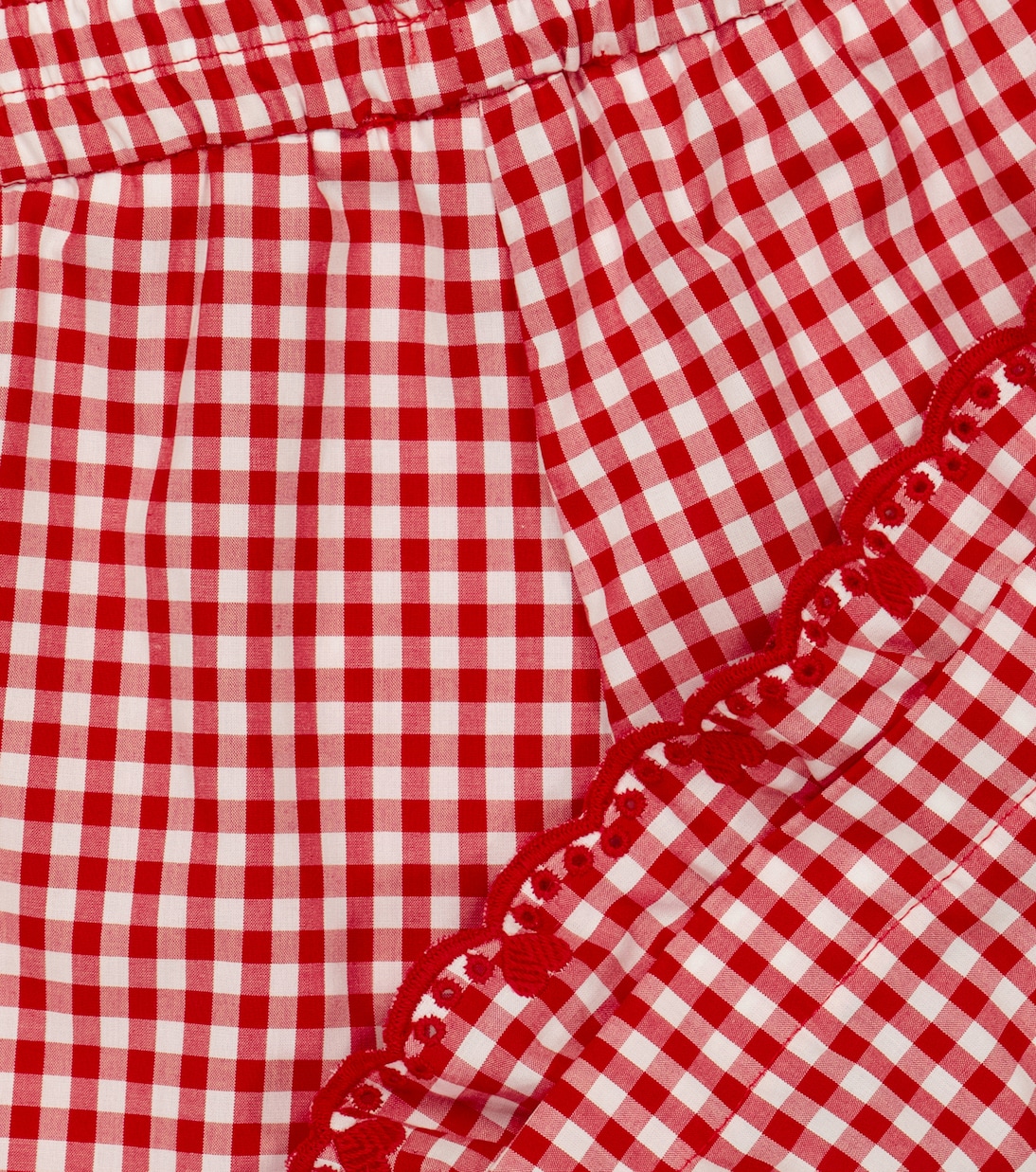 Gingham embroidered cotton shorts | Monnalisa