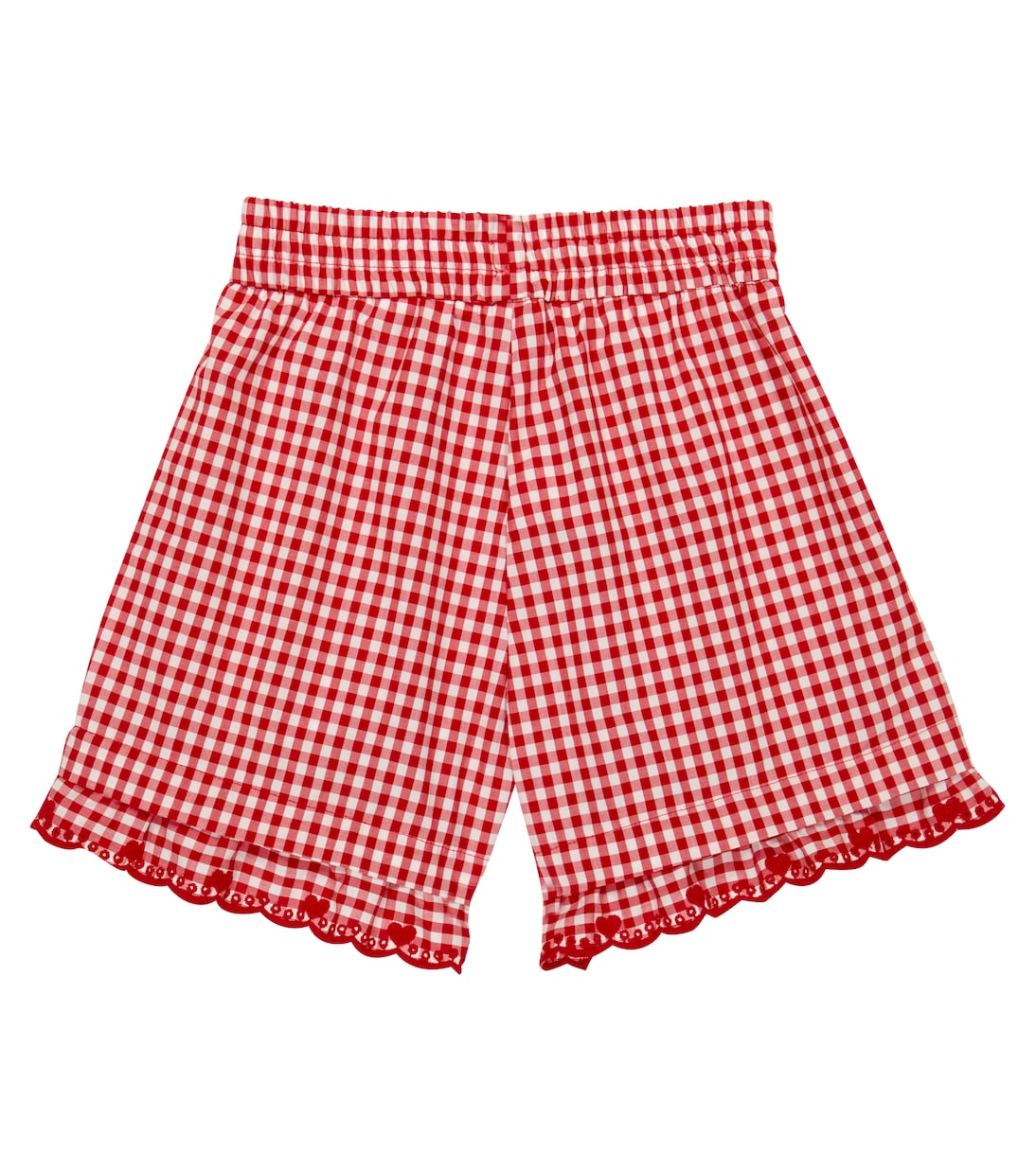 Gingham embroidered cotton shorts | Monnalisa