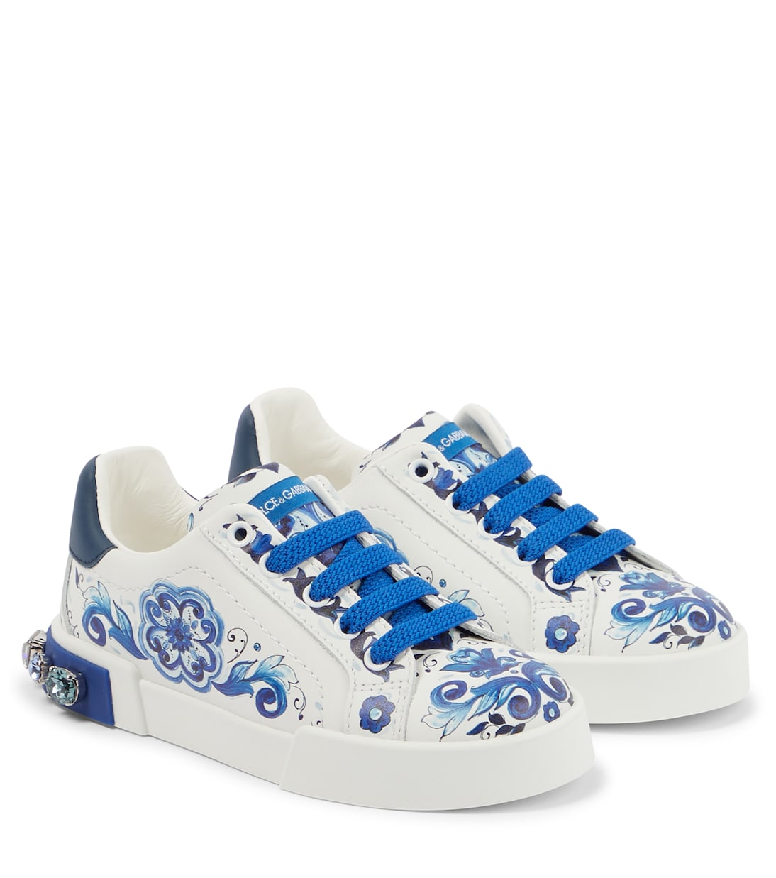 Printed embellished leather sneakers | Dolce&Gabbana Kids