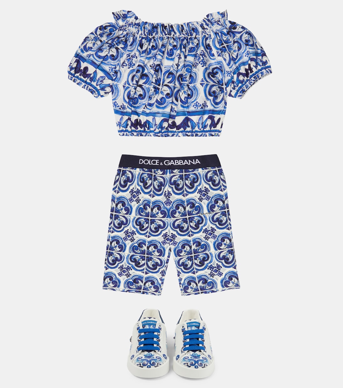 Printed embellished leather sneakers | Dolce&Gabbana Kids