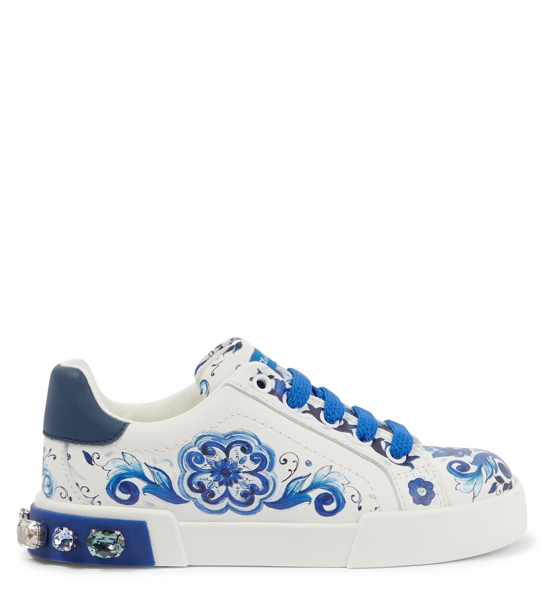 Printed embellished leather sneakers | Dolce&Gabbana Kids