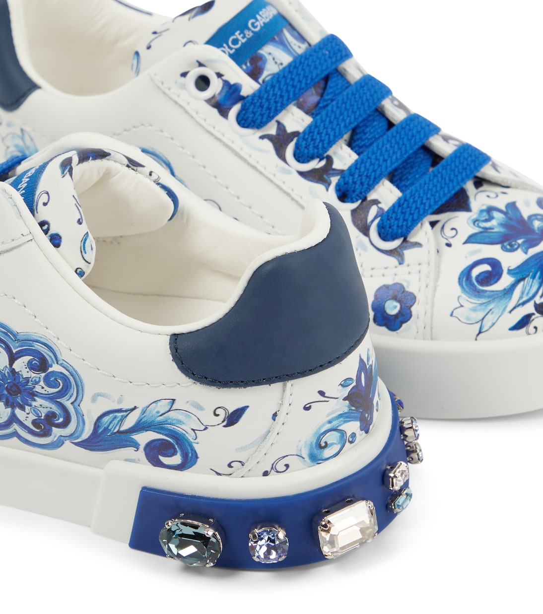 Printed embellished leather sneakers | Dolce&Gabbana Kids