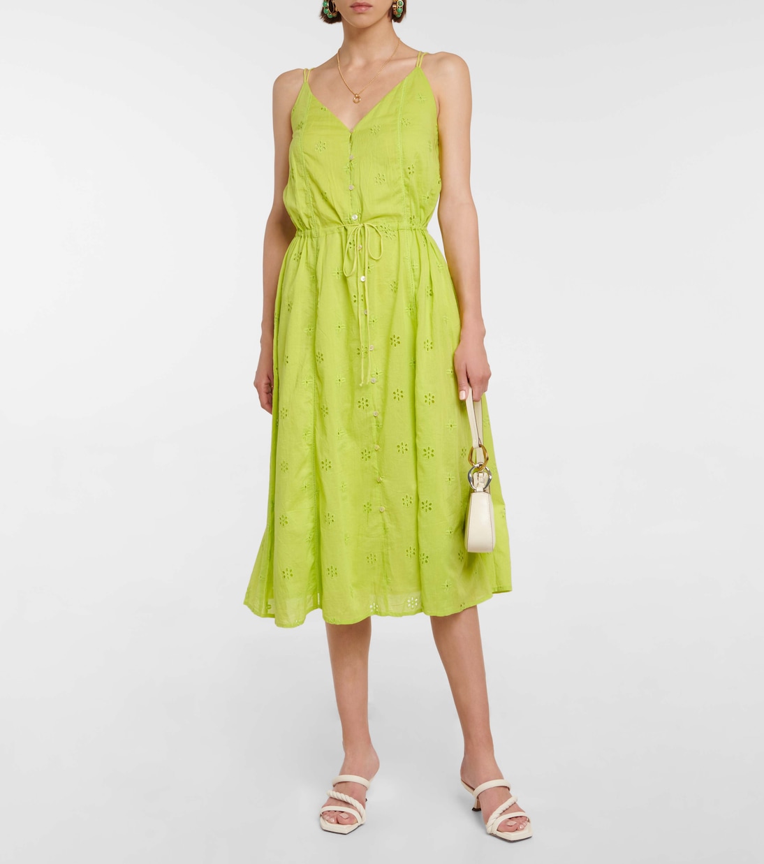 Robe midi Madelyn en coton à broderie anglaise | Velvet