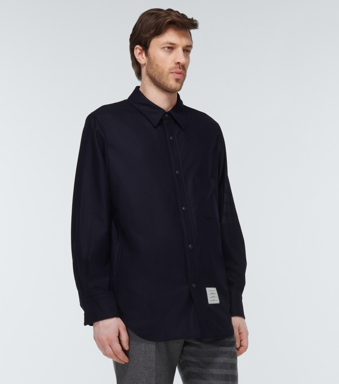4-Bar wool-blend flannel shirt jacket | Thom Browne
