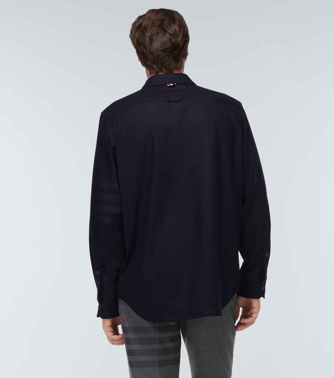 4-Bar wool-blend flannel shirt jacket | Thom Browne