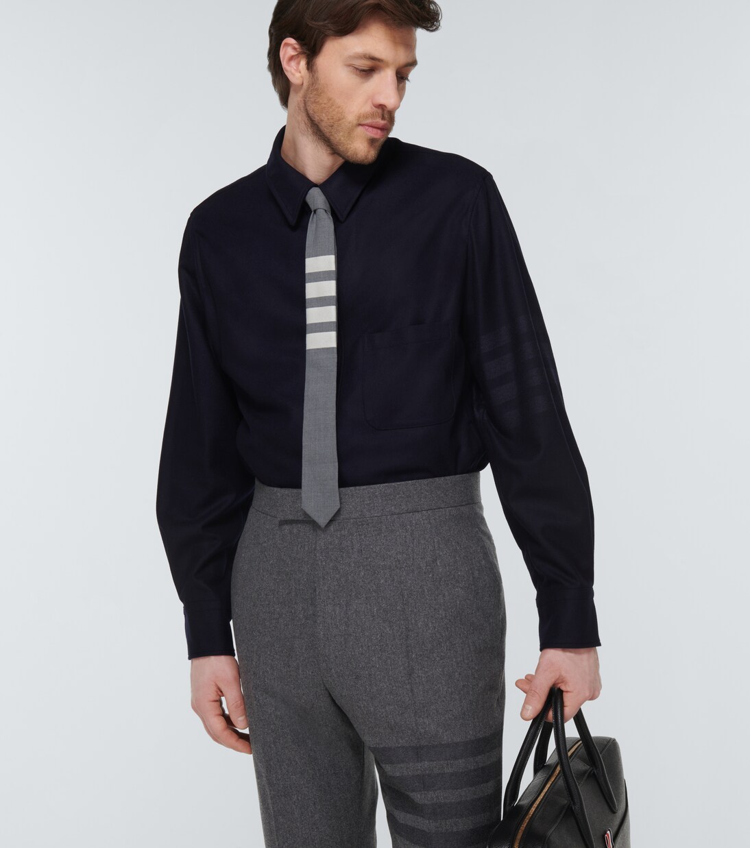4-Bar wool-blend flannel shirt jacket | Thom Browne