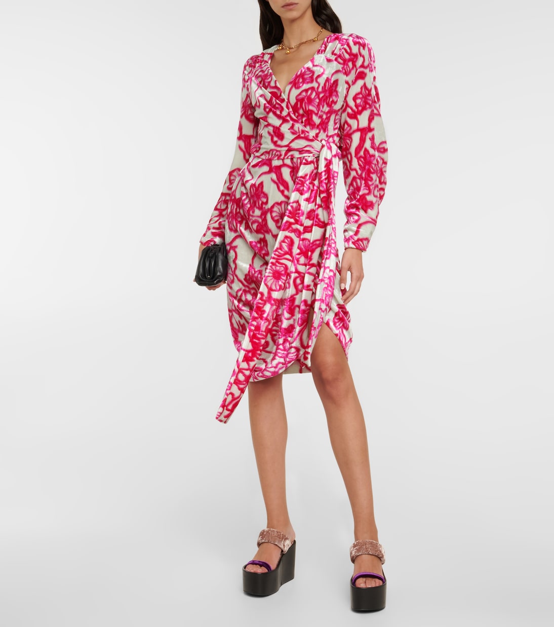 Printed velvet midi dress | Dries Van Noten