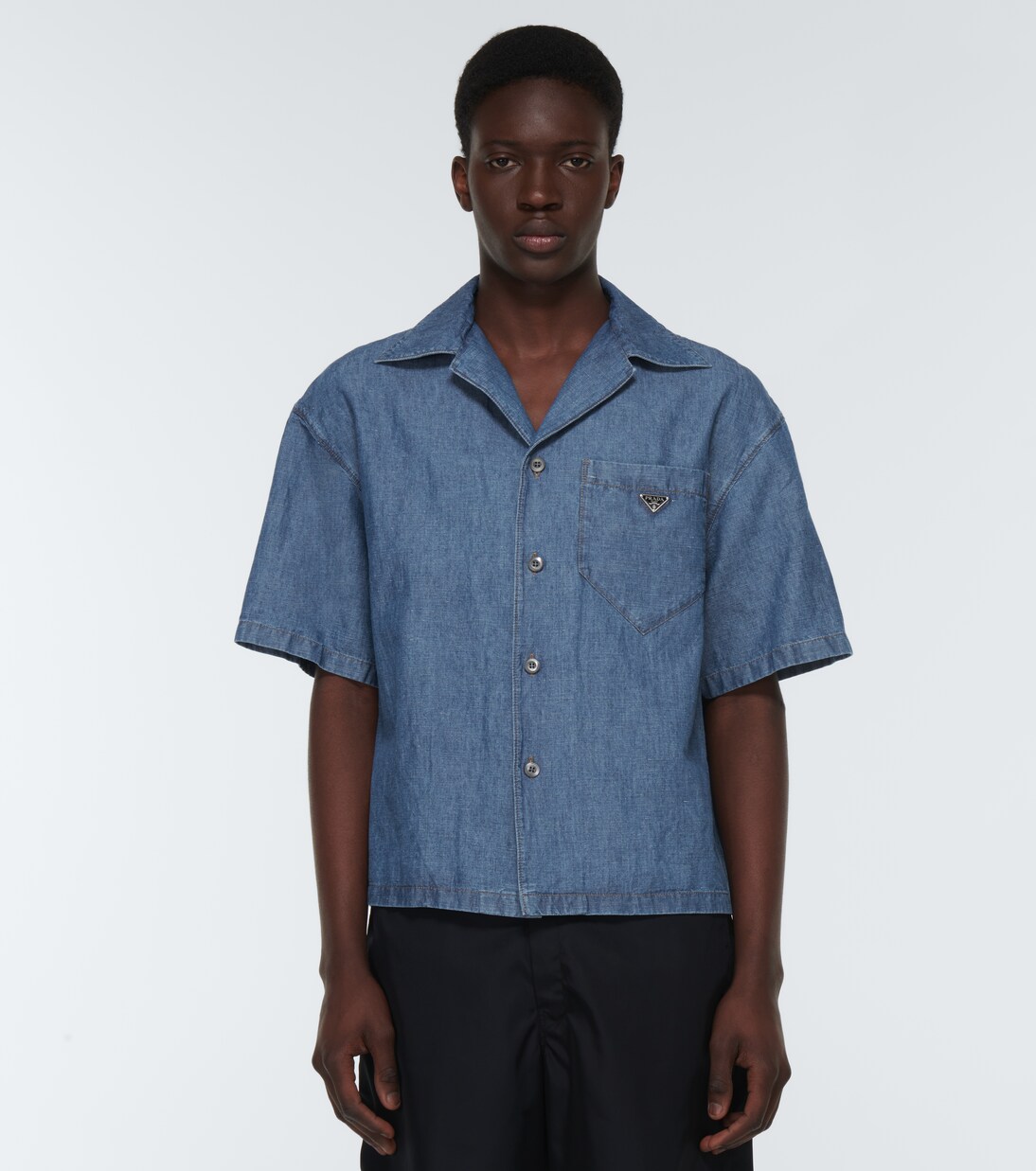 Camicia bowling in cotone e lino | Prada
