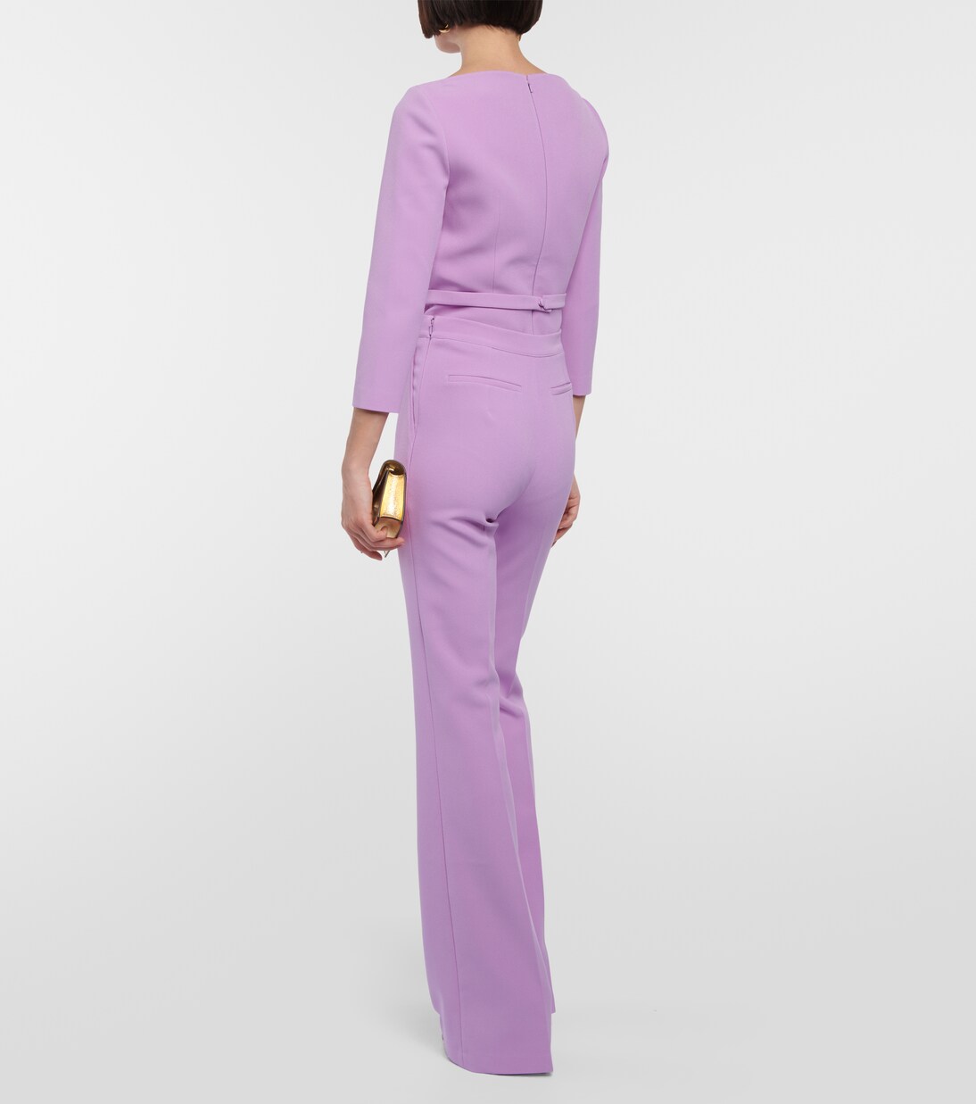 Pantalon évasé Alexa à taille haute en crêpe | Safiyaa