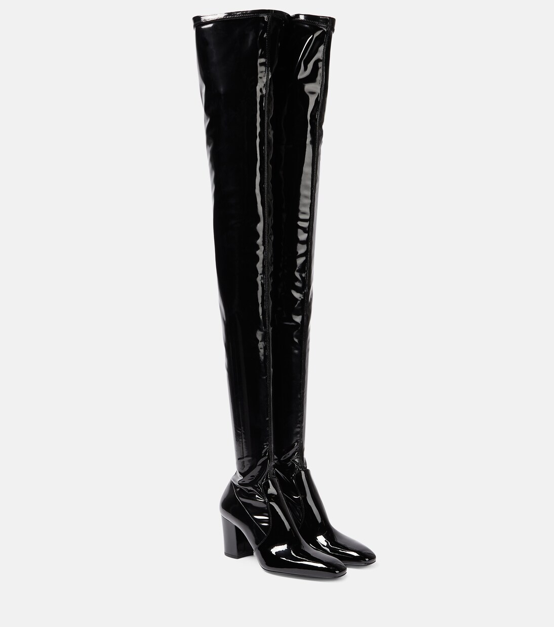 Cuissardes Betty en vinyle en noir Saint Laurent Mytheresa