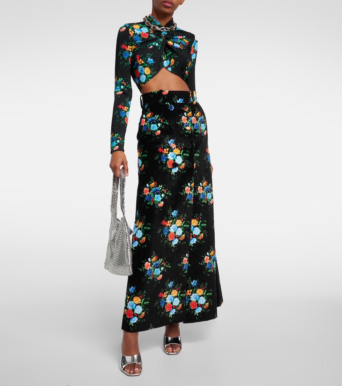 Falda larga de algodón estampada | Rabanne