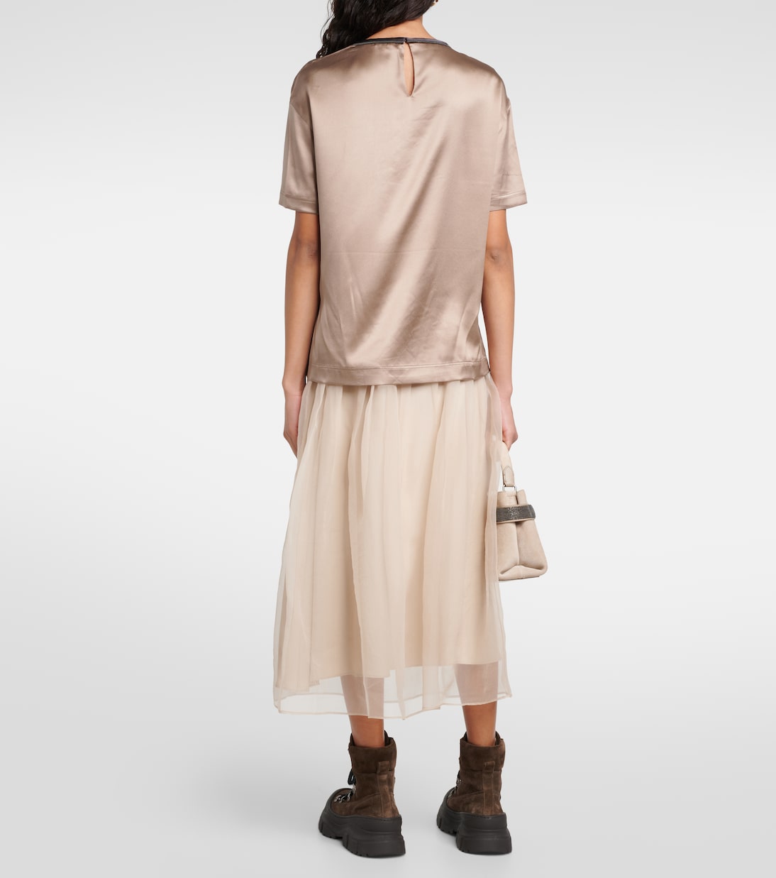 Silk-blend satin top | Brunello Cucinelli