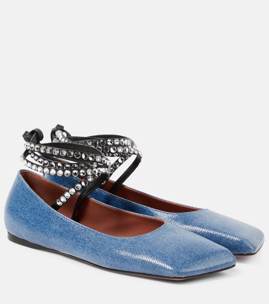 Ane embellished denim ballet flats | Amina Muaddi