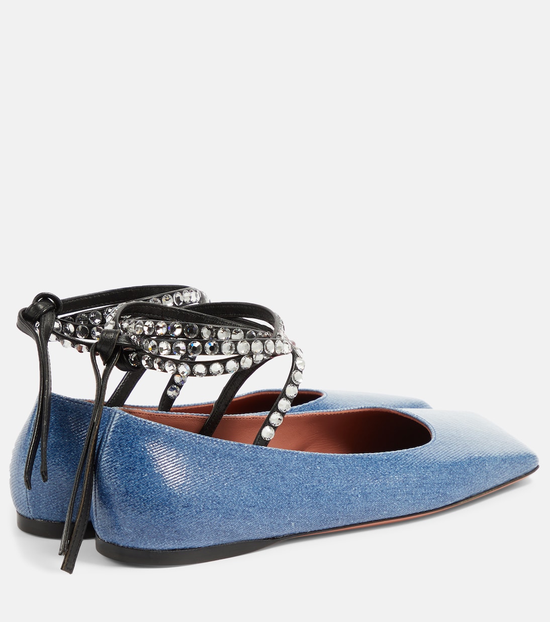 Ane embellished denim ballet flats | Amina Muaddi