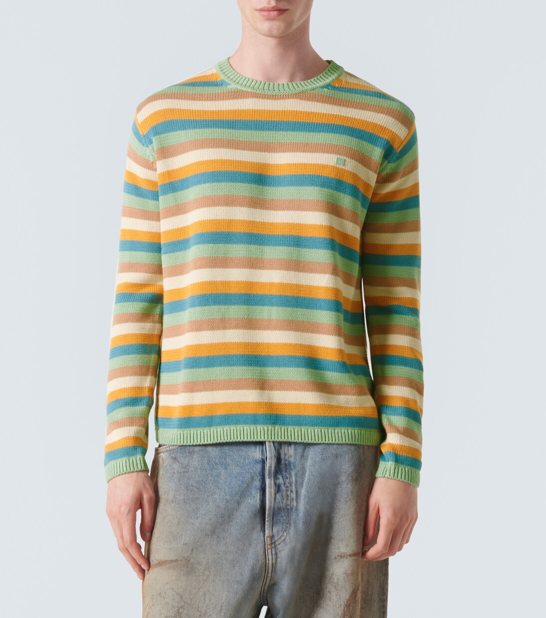 Pull Face rayé en coton | Acne Studios