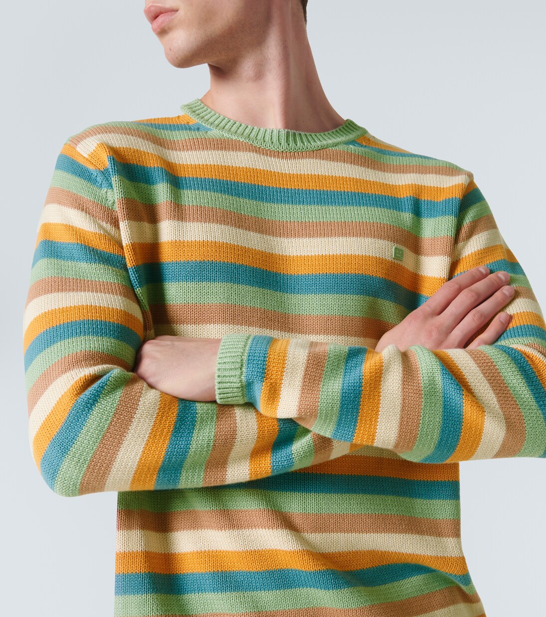 Pull Face rayé en coton | Acne Studios