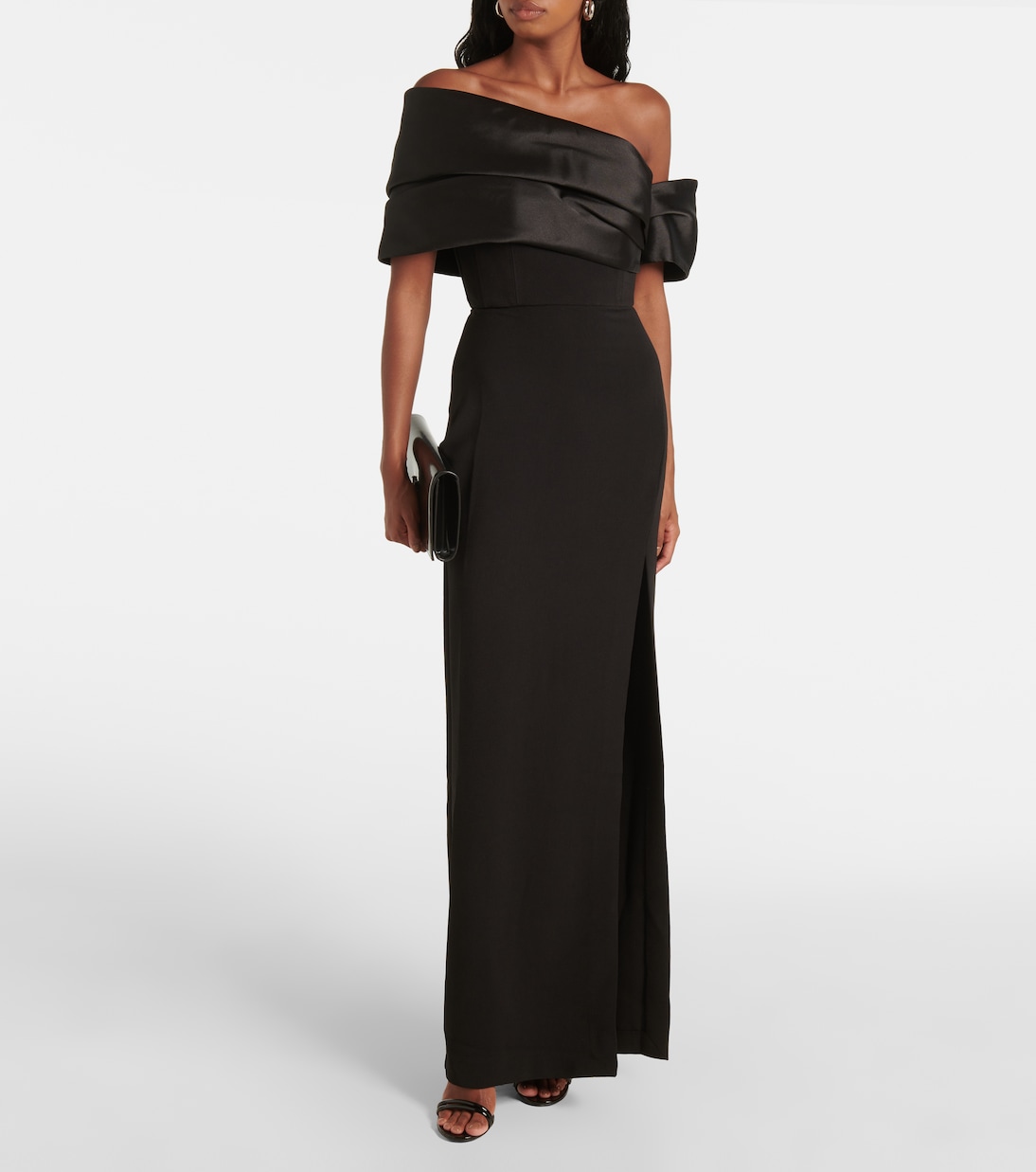 Vestido largo Alexis con satén | Solace London