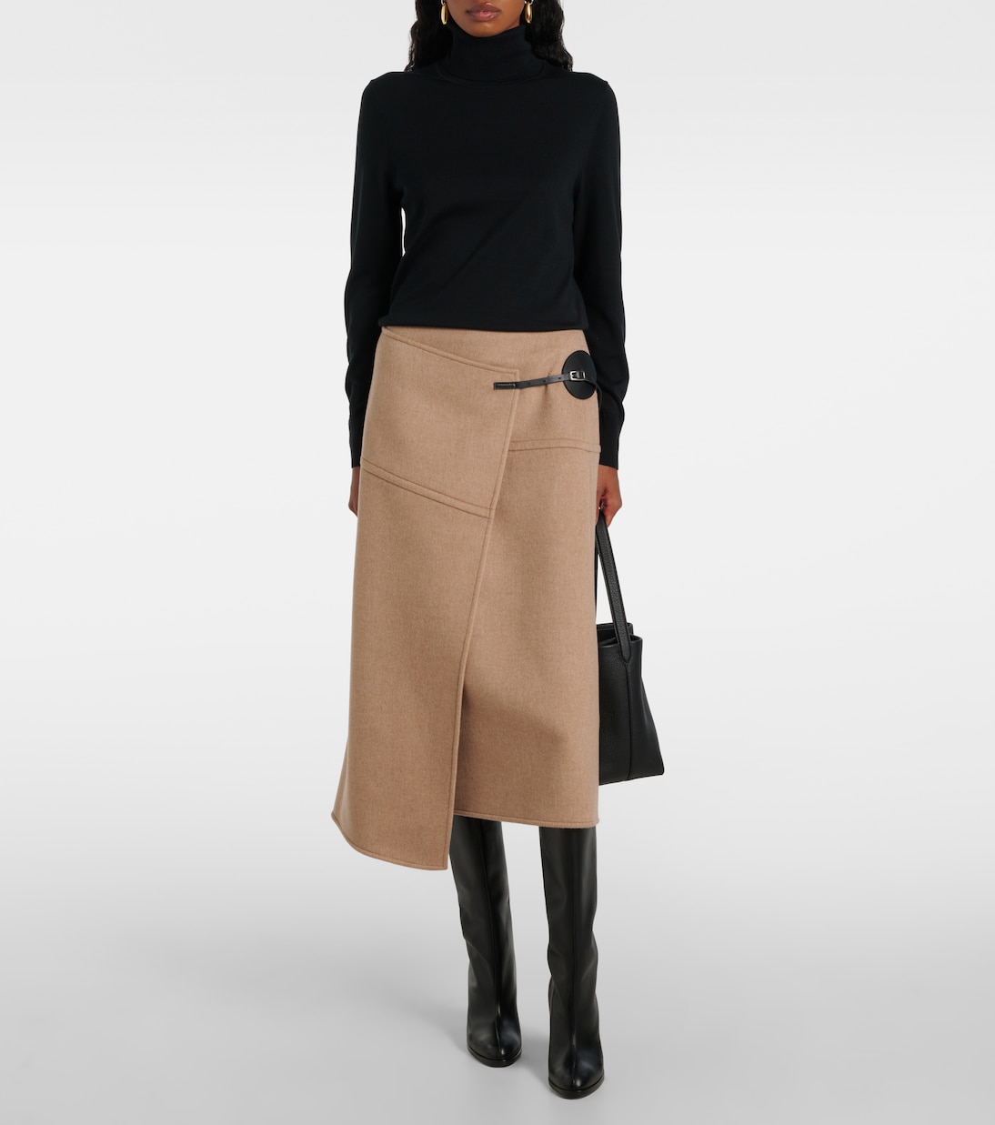 Falda envolvente Aida de lana con piel | Proenza Schouler