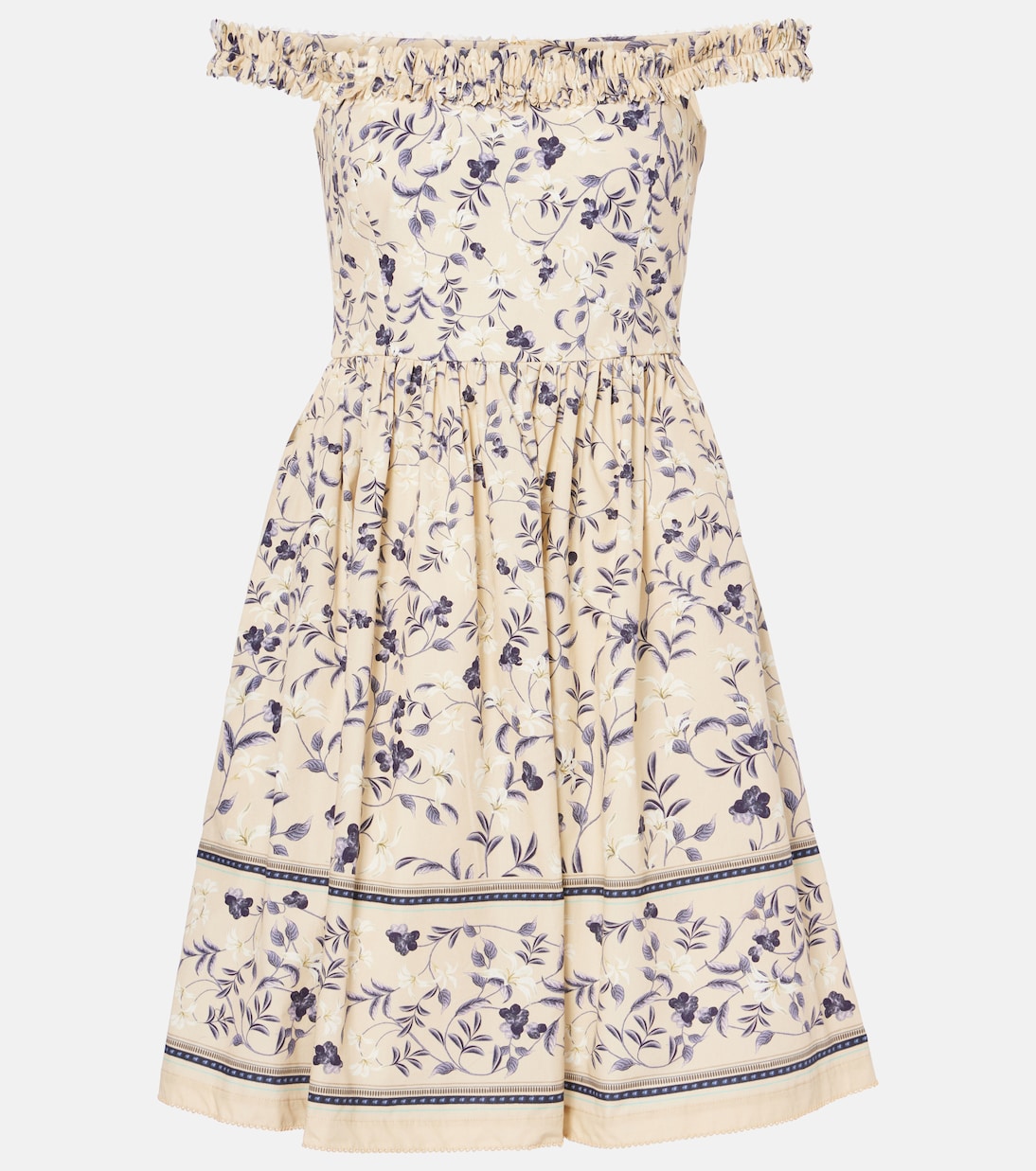 Achiote Café floral cotton minidress | Agua by Agua Bendita