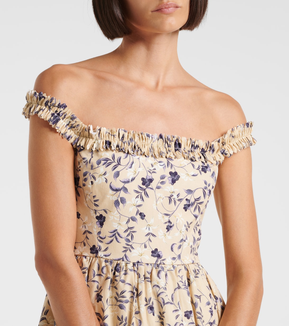 Achiote Café floral cotton minidress | Agua by Agua Bendita