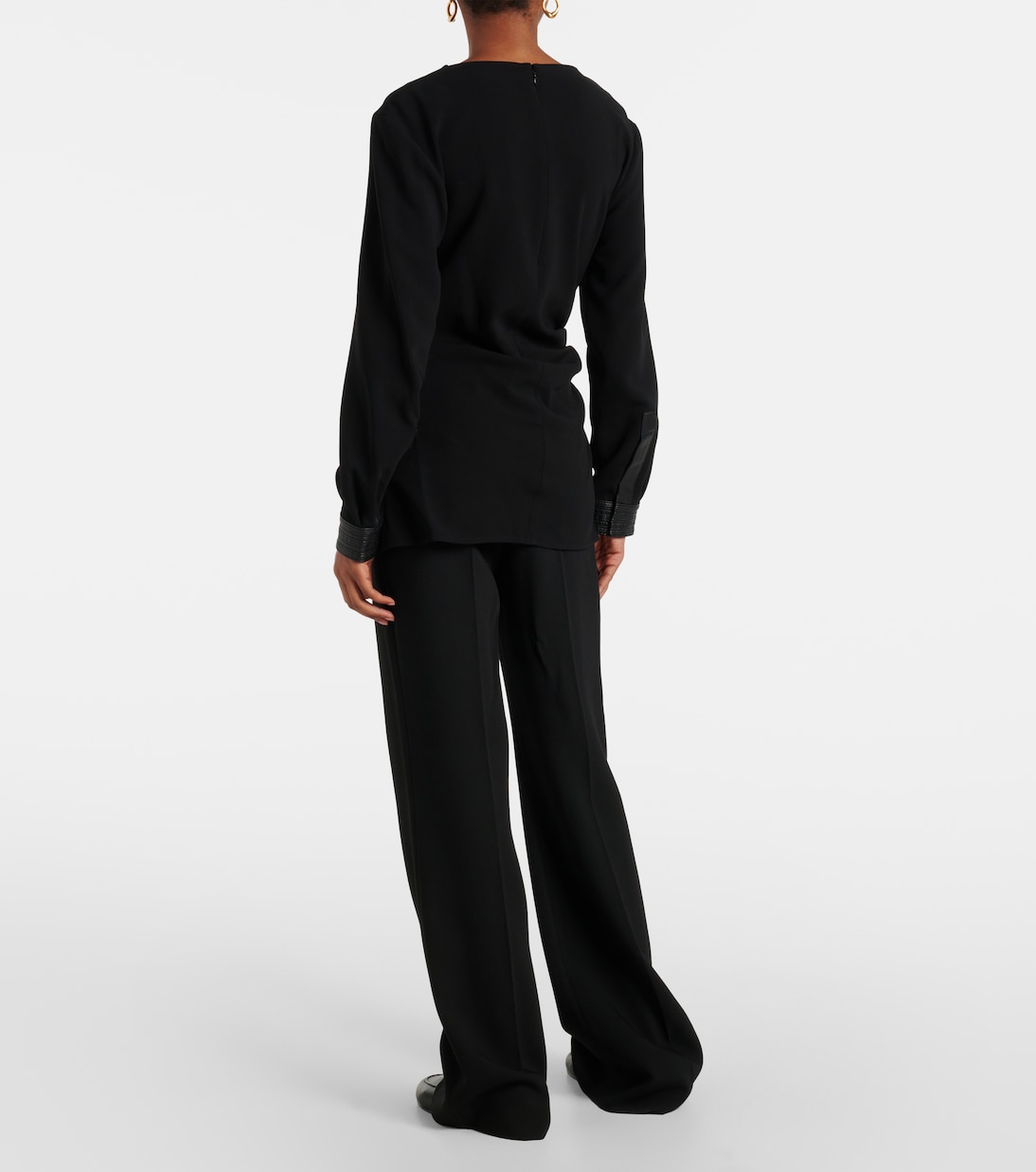 Top Alexis in crêpe con similpelle | Proenza Schouler