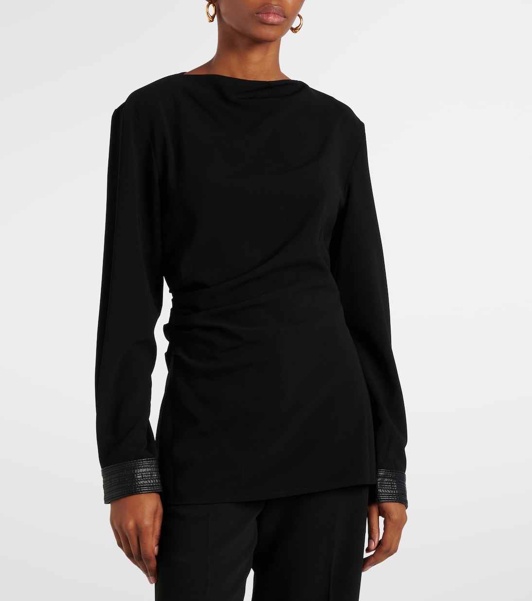Top Alexis in crêpe con similpelle | Proenza Schouler
