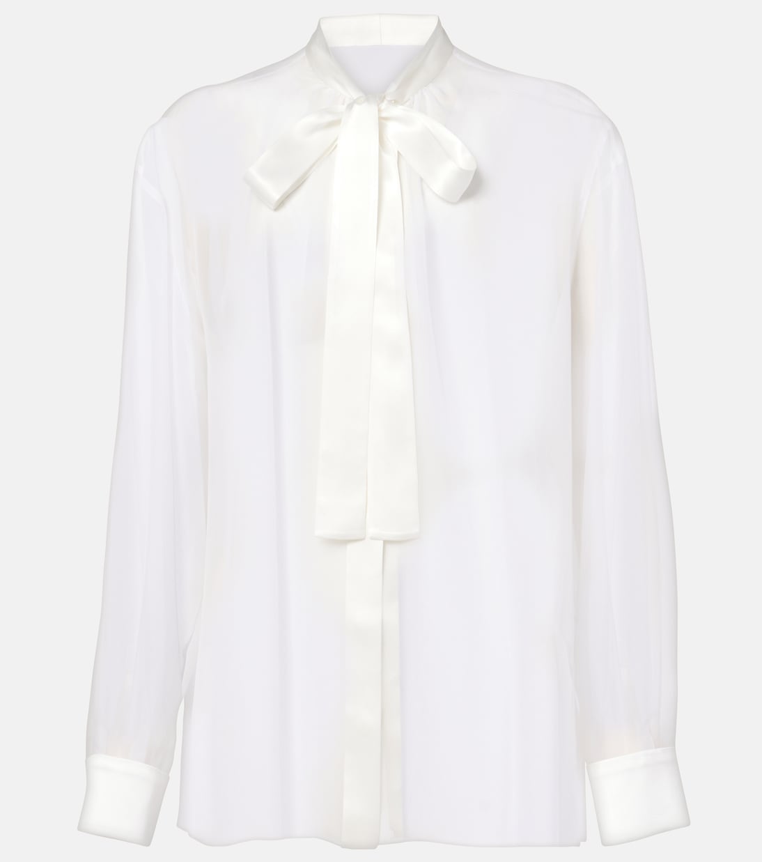 Camicia in chiffon di seta con fiocco | Dolce&Gabbana