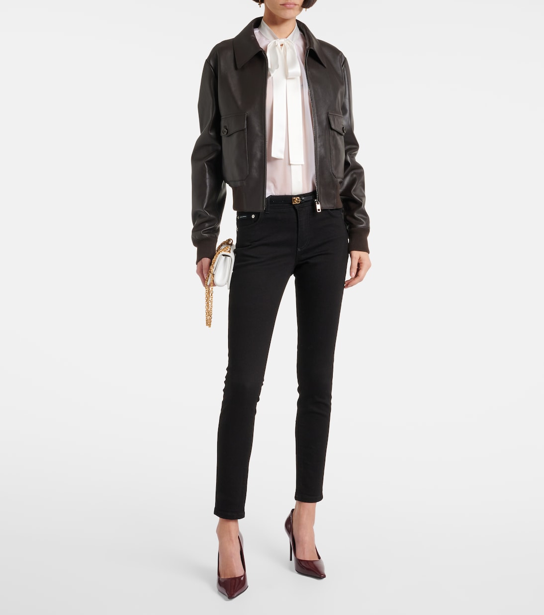 Camicia in chiffon di seta con fiocco | Dolce&Gabbana