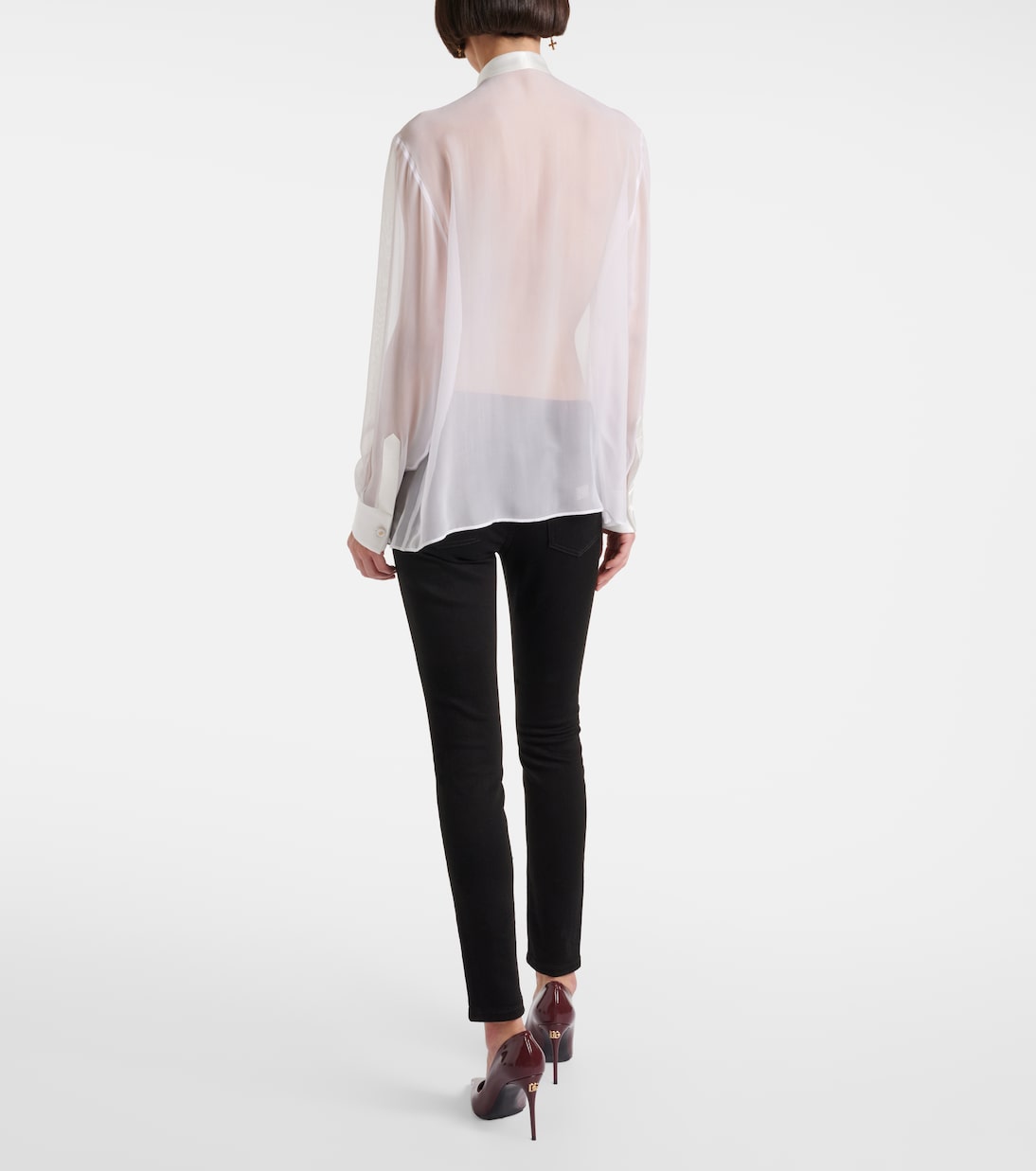 Camicia in chiffon di seta con fiocco | Dolce&Gabbana