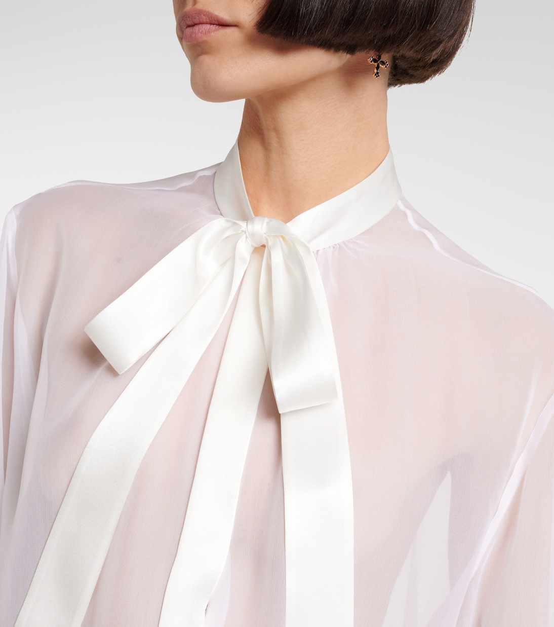Camicia in chiffon di seta con fiocco | Dolce&Gabbana