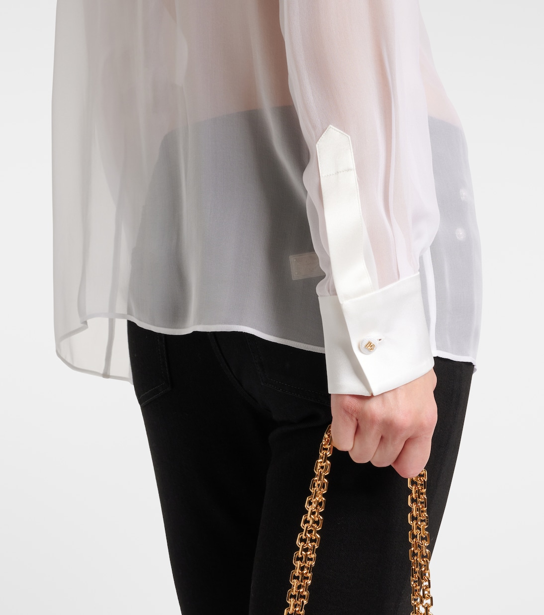 Camicia in chiffon di seta con fiocco | Dolce&Gabbana