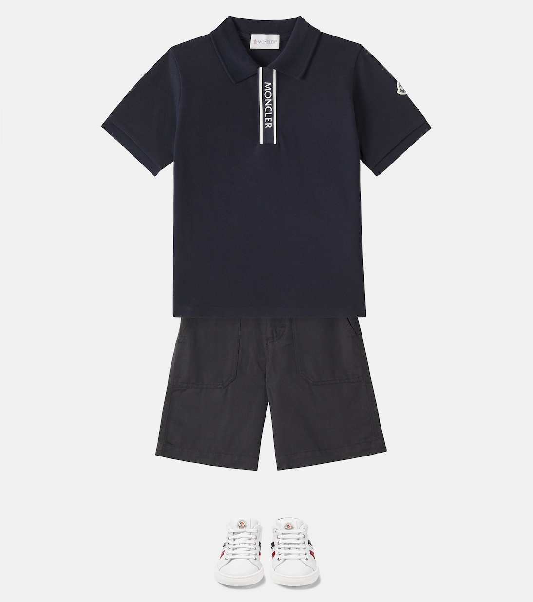 Cotton and linen gabardine shorts | Moncler Enfant