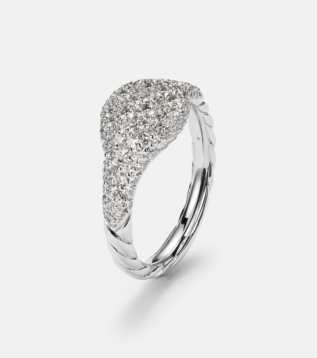 Anello per mignolo Petite Pavé in oro bianco 18kt con diamanti | David Yurman