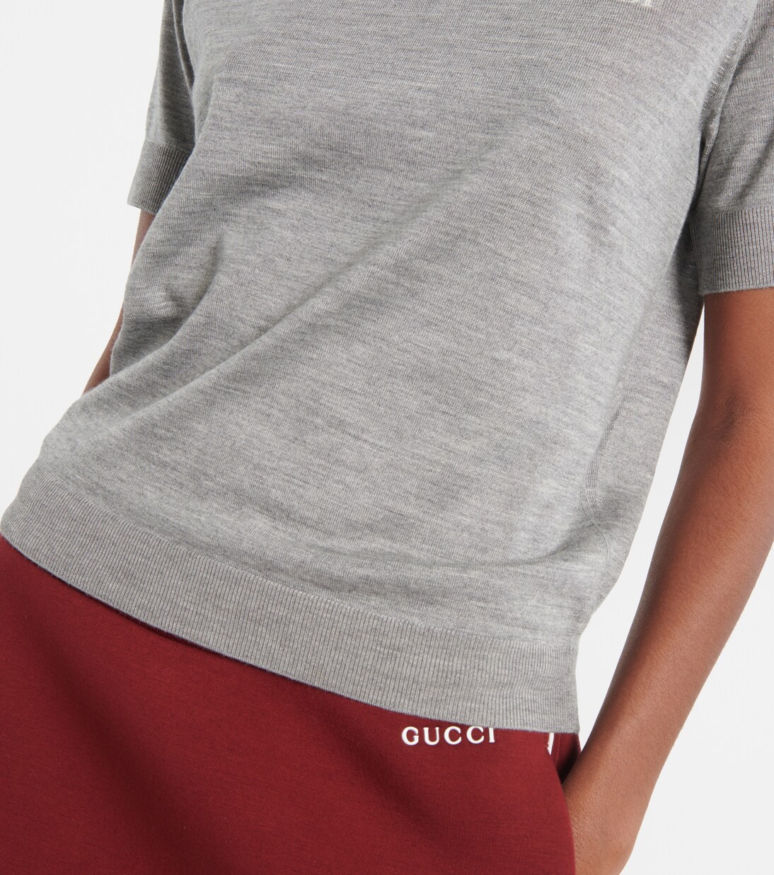 Logo knitted cashmere and silk T-shirt | Gucci